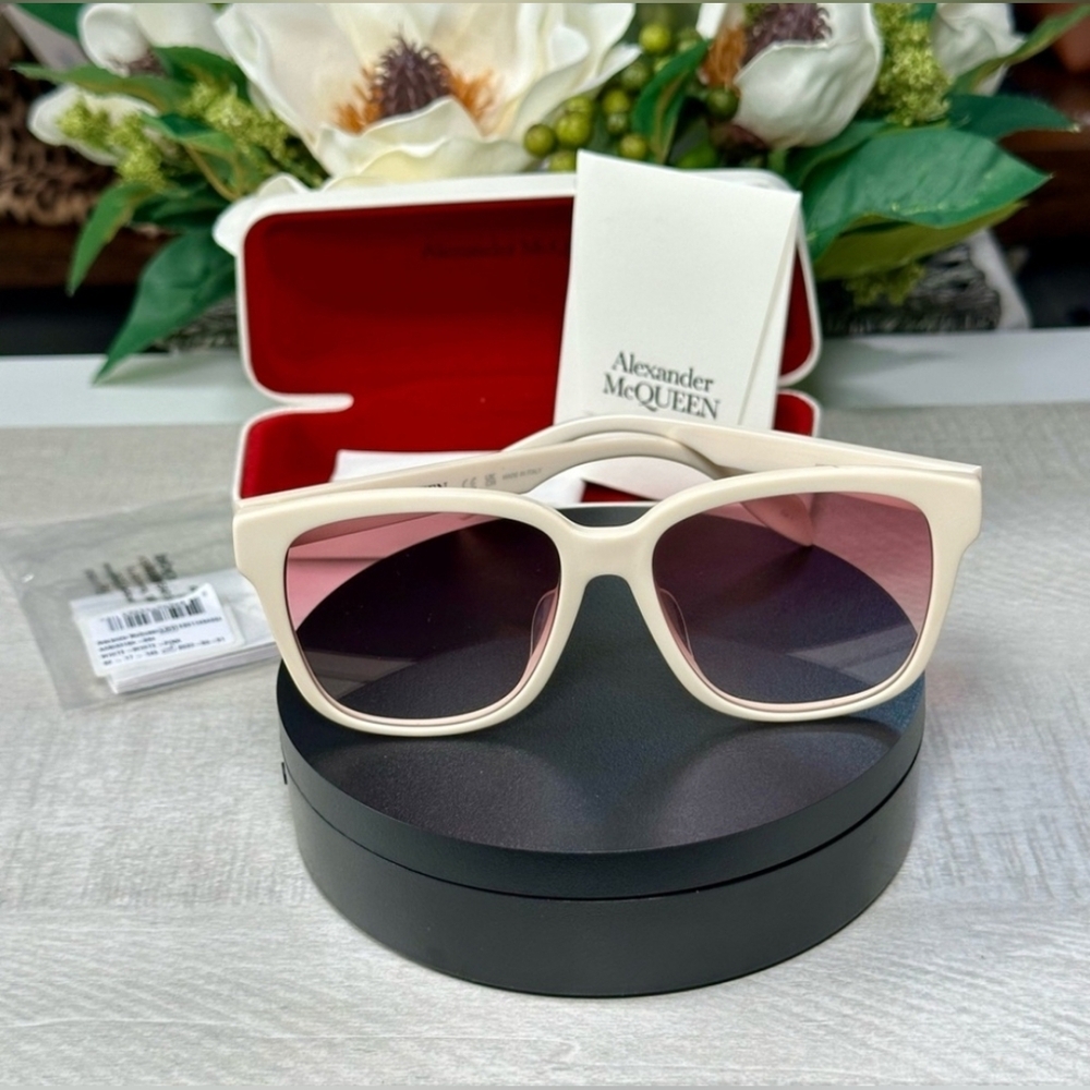 Alexander McQueen Cream & Red Sunglasses